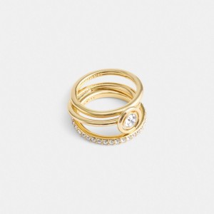 Women Coach Halo Round Set Ring Gold | IN_CH85742