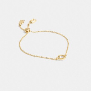 Women Coach Halo Round Slider Bracelets Gold | IN_CH39122