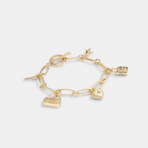 Women Coach Iconic Charm Chain Bracelets Gold | IN_CH49720
