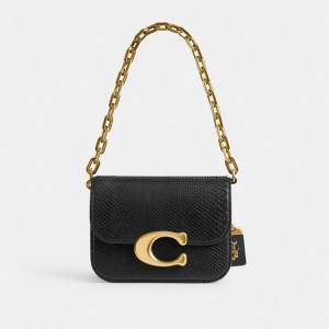 Women Coach Idol In Python Brass Shoulder Bags Black | IN_CH55909