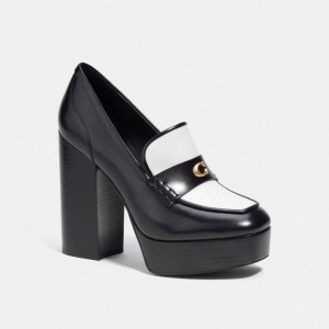 Women Coach Ilyse Platform Loafers Black / White | IN_CH37266