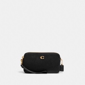 Women Coach Kira Polished Pebble Leather Crossbody Bags Black | IN_CH79853