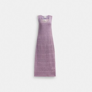 Women Coach Lace Knit Dress Purple | IN_CH51548