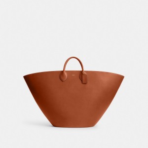 Women Coach Large Basket Brass Tote Bag Brown | IN_CH18225