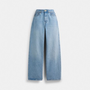 Women Coach Loose Fit Jeans Blue | IN_CH12258
