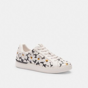 Women Coach Lowline Low Top With Floral Print Chalk Sneakers Multicolor | IN_CH94055