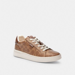 Women Coach Lowline Luxe Low Top Tan Sneakers Brown | IN_CH51414