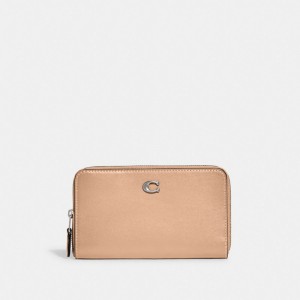 Women Coach Medium Zip Around Large Wallets Silver | IN_CH51652