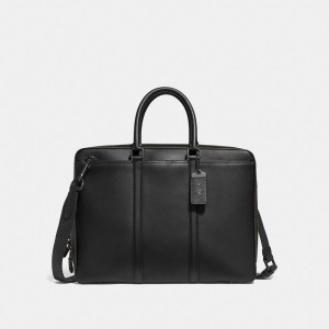Women Coach Metropolitan Slim Copper Briefcase Black | IN_CH16650