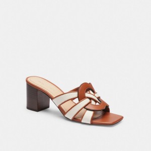 Women Coach Nikki Chalk Burnished Amber Sandals Brown | IN_CH75713
