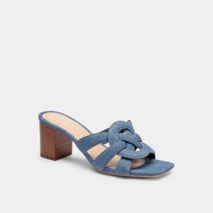 Women Coach Nikki Indigo Denim Sandals Indigo Blue | IN_CH43604