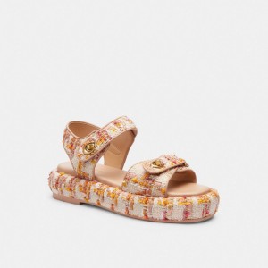 Women Coach Peyton Leather Sandals Rose | IN_CH13645