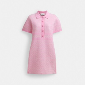 Women Coach Polo Sweater Signature Dress Pink | IN_CH82136