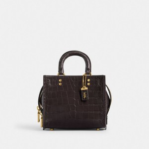 Women Coach Rogue 20 In Alligator Brass Handbag Burgundy | IN_CH60641