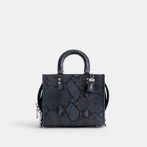 Women Coach Rogue 20 In Python Handbag Dark Blue | IN_CH41148