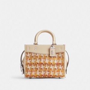 Women Coach Rogue 25 In Tweed Glovetanned Leather Handbag Multicolor | IN_CH20192