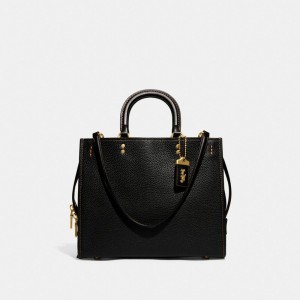 Women Coach Rogue In Regenerative Leather Pebble Leather Shoulder Bags Black | IN_CH13430