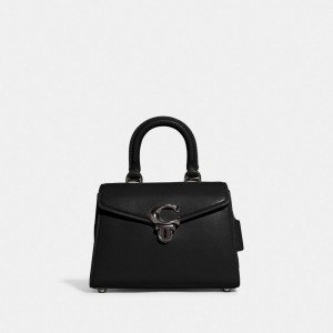 Women Coach Sammy Top Handle 21 Calf Leather Crossbody Bags Black | IN_CH68337