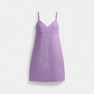 Women Coach Short Leather Dress Purple | IN_CH61590