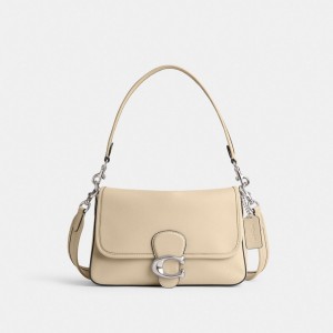Women Coach Soft Tabby Smooth Leather Shoulder Bags Silver / White | IN_CH74102