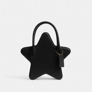Women Coach Star In Regenerative Leather Brass Crossbody Bags Black | IN_CH92940