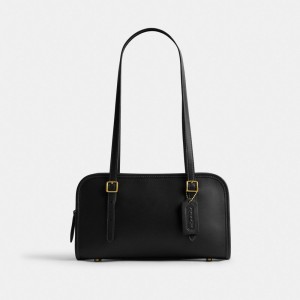 Women Coach Swing Zip Brass Shoulder Bags Black | IN_CH73103