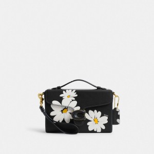 Women Coach Tabby Box With Floral Print Brass Crossbody Bags Black Multicolor | IN_CH75946