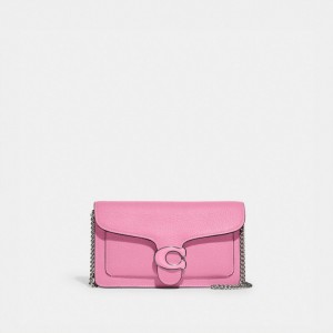 Women Coach Tabby Chain Polished Pebble Leather Crossbody Bags Silver / Pink | IN_CH32224