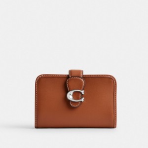 Women Coach Tabby Medium Glovetanned Leather Large Wallets Silver | IN_CH60172