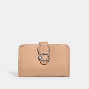 Women Coach Tabby Medium Smooth Leather Large Wallets Silver | IN_CH47810