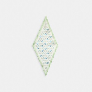 Women Coach Tea Print Silk Diamond Pale Pistachio Scarf Rose | IN_CH71780