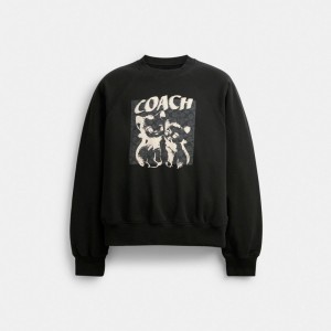 Women Coach The Lil Nas X Drop Signature Cats Crewneck Sweatshirts Black | IN_CH93305