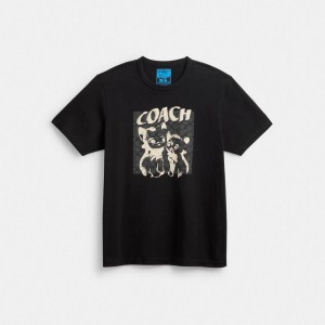 Women Coach The Lil Nas X Drop Signature Cats T Shirts Black | IN_CH65870