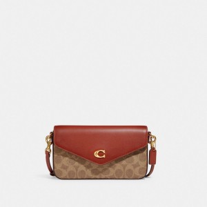 Women Coach Wyn In Signature Crossbody Bags Brown / Red | IN_CH15060