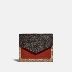 Women Coach Wyn With Horse And Carriage Printed Small Wallets Brown Red | IN_CH91408
